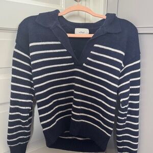 Aritzia Wilfred Navy Striped Sweater